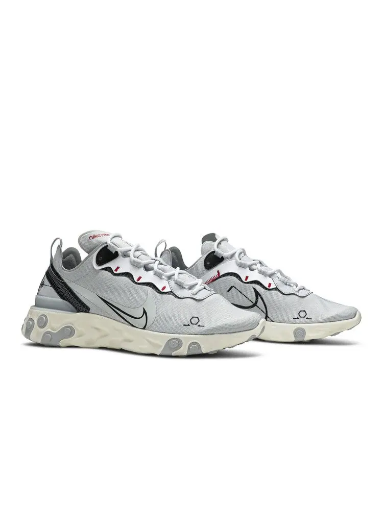 Кроссовки Nike React Element 55 'Platinum Schematic' — изображение 9 из 9, платиновый/черный//белый