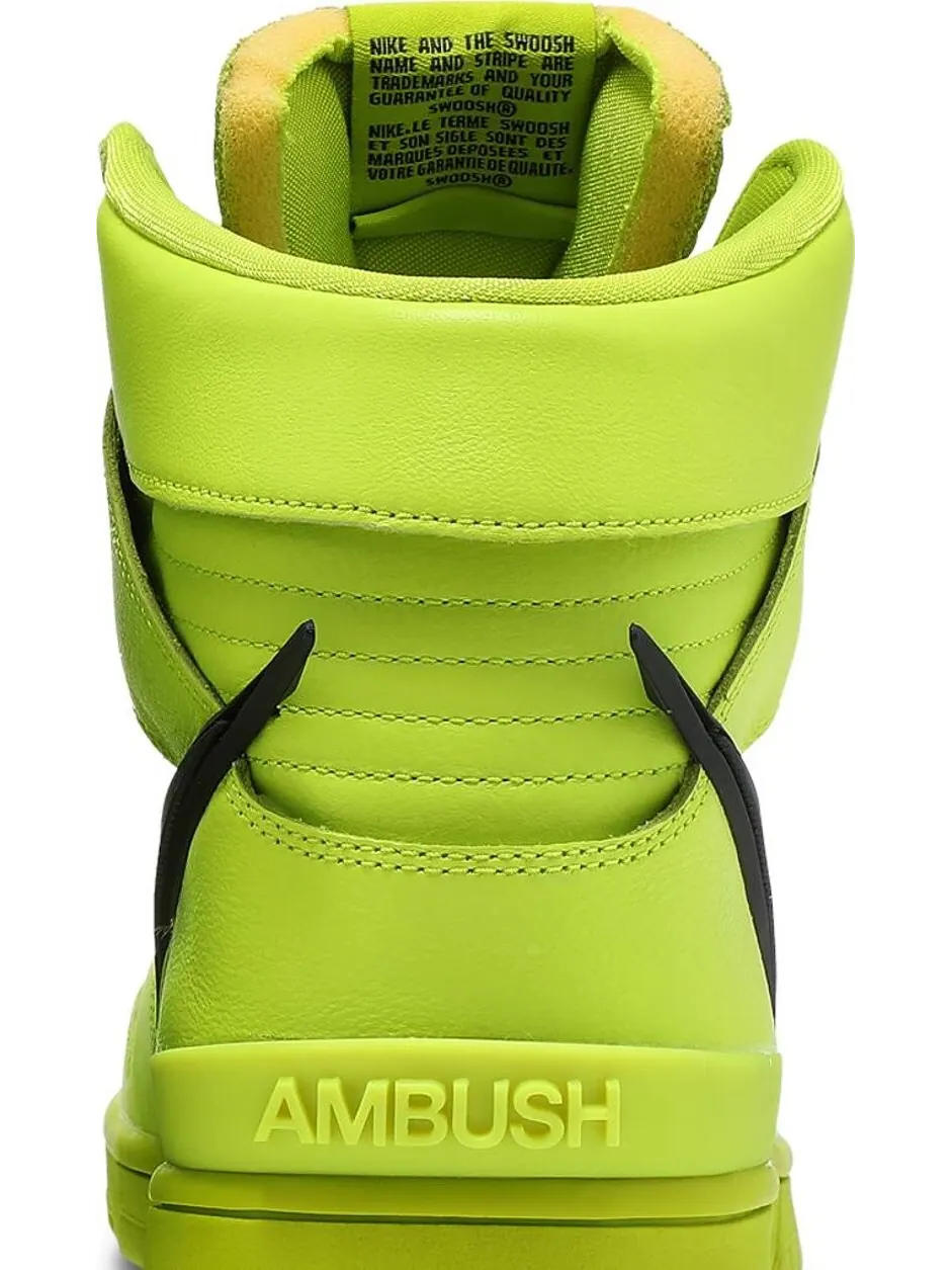 Кроссовки Nike Dunk High x AMBUSH 'Flash Lime' — изображение 7 из 10, желтый