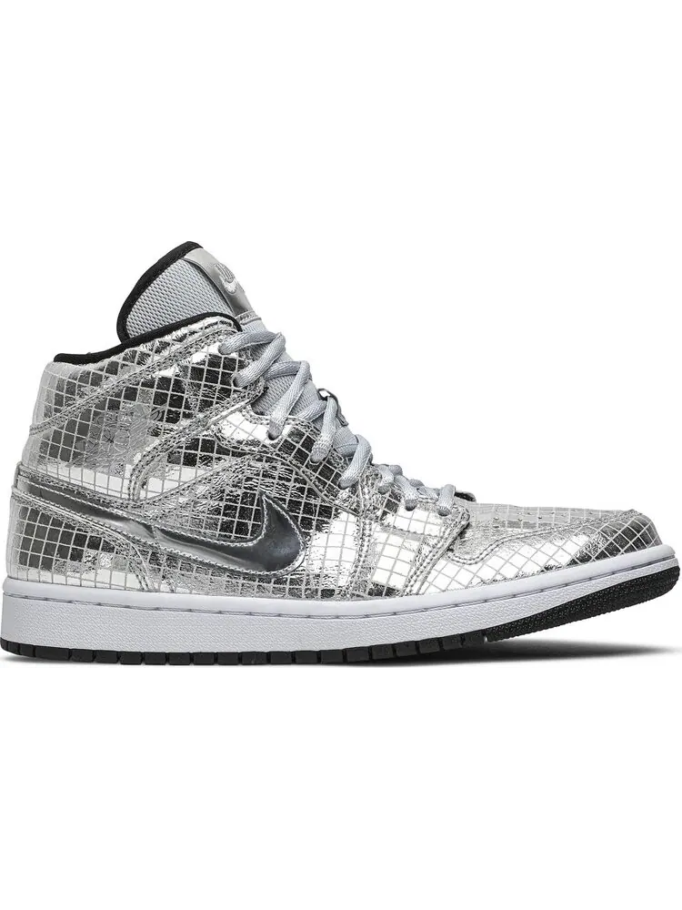 Кроссовки Wmns Air Jordan 1 Mid Disco Ball — изображение 1 из 8, серебряный