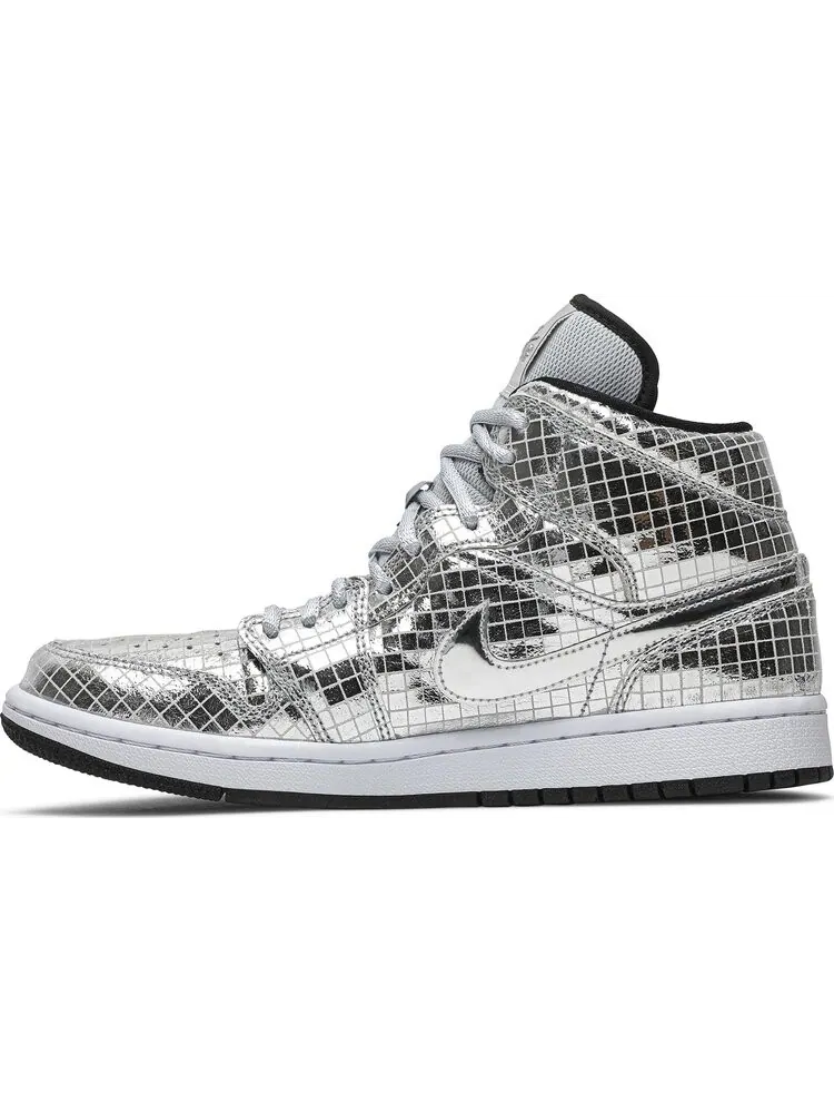 Кроссовки Wmns Air Jordan 1 Mid Disco Ball — изображение 3 из 8, серебряный