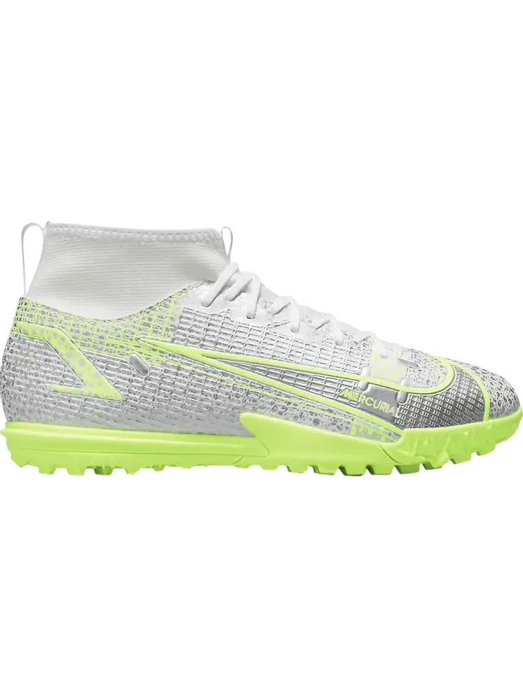 Кроссовки Nike Mercurial Superfly 8 Academy TF GS 'Metallic Silver Volt' — изображение 1 из 1, белый