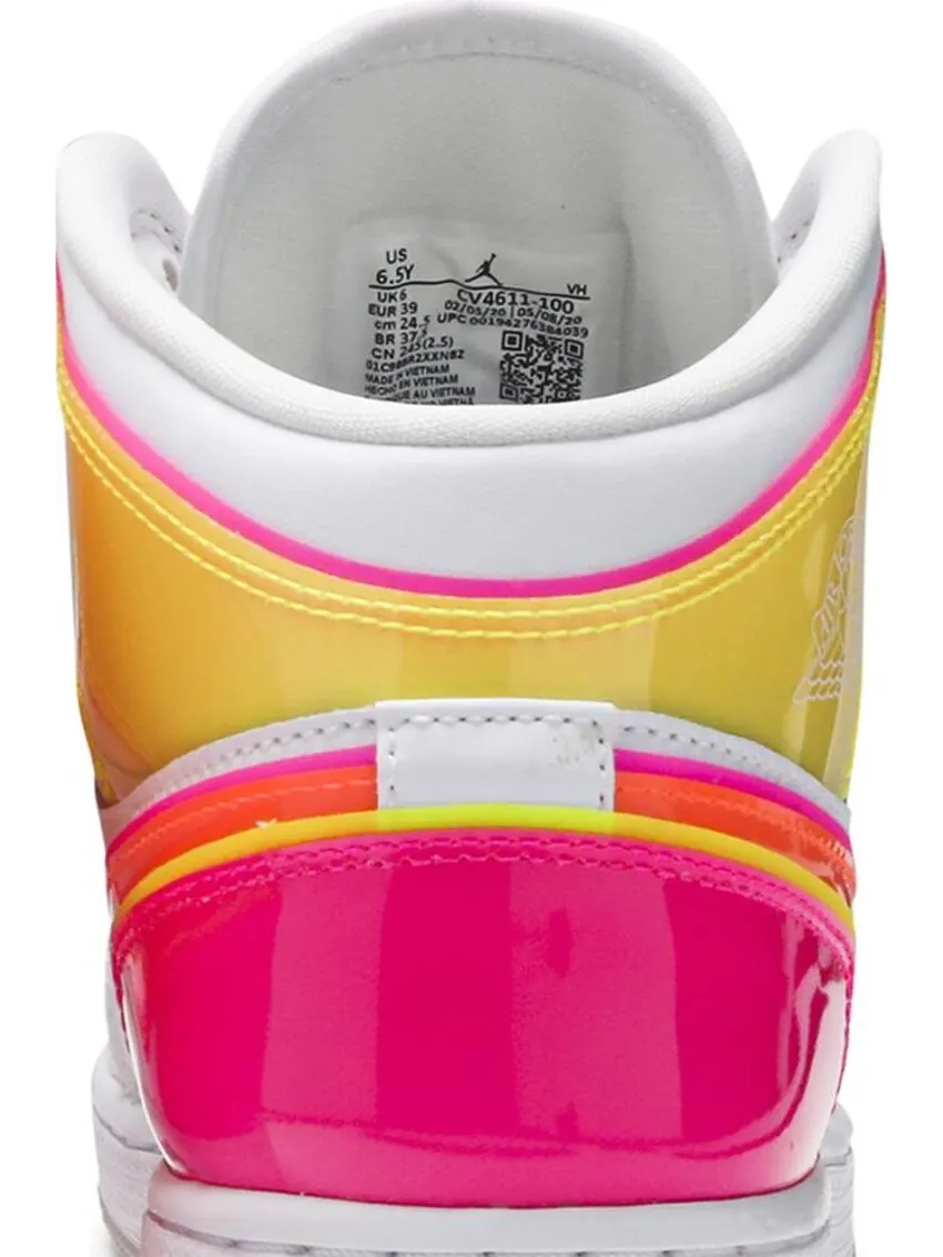 Кроссовки Air Jordan 1 Mid SE GS Edge Glow — изображение 7 из 8, белый
