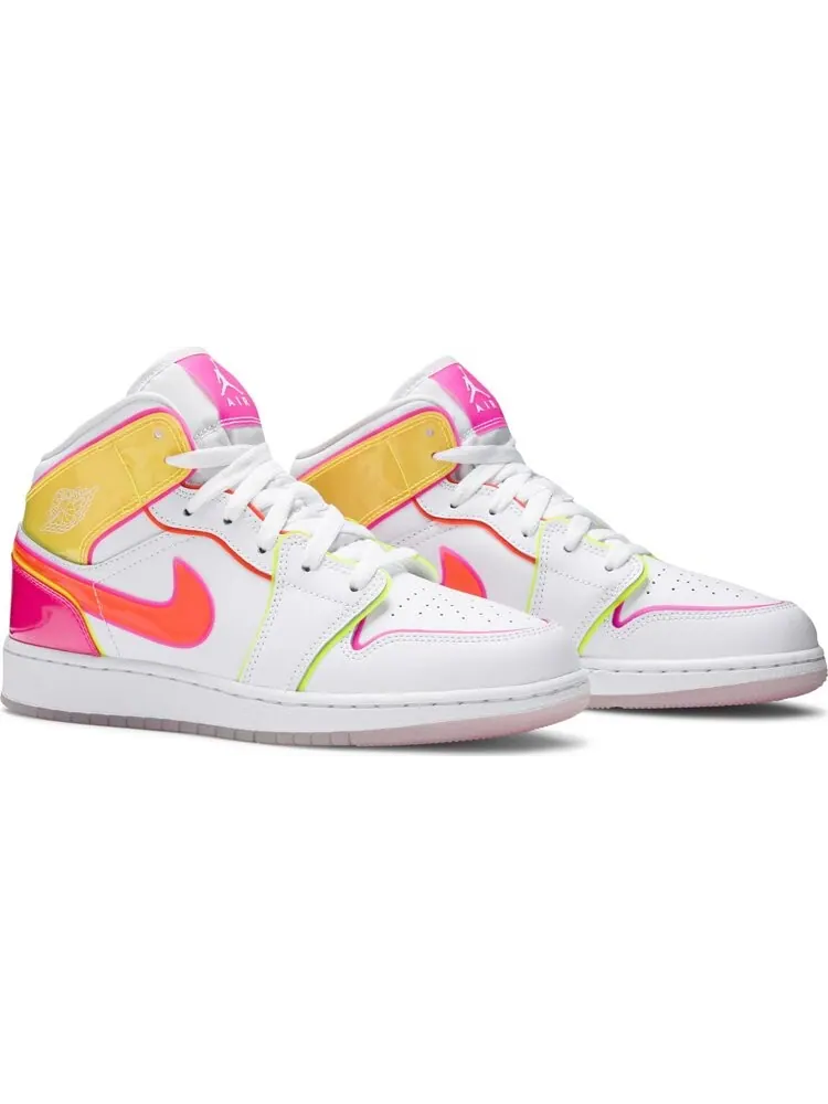 Кроссовки Air Jordan 1 Mid SE GS Edge Glow — изображение 8 из 8, белый
