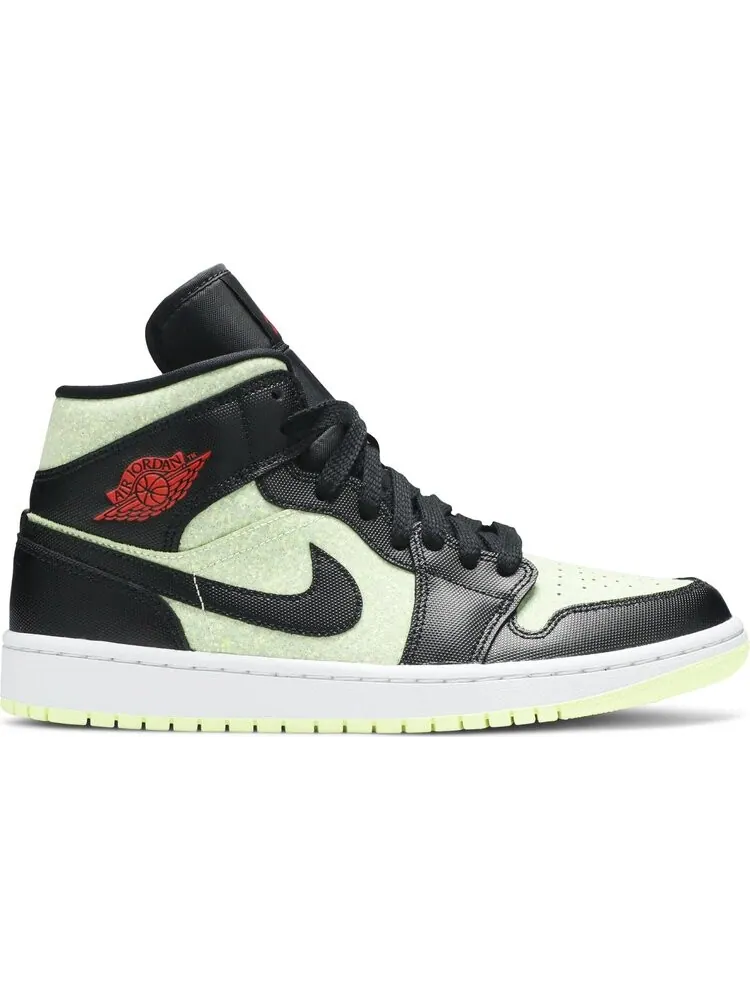 Кроссовки Wmns Air Jordan 1 Mid SE Black Barely Volt — изображение 1 из 8, черный