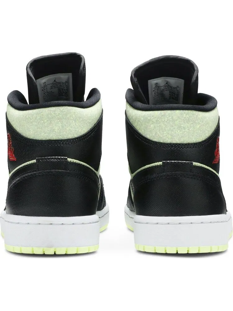 Кроссовки Wmns Air Jordan 1 Mid SE Black Barely Volt — изображение 6 из 8, черный