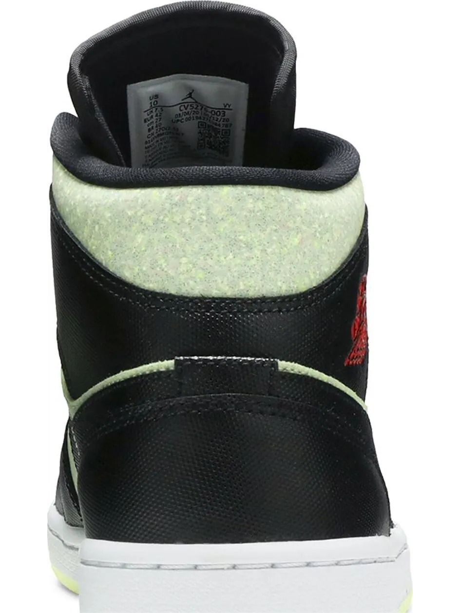Кроссовки Wmns Air Jordan 1 Mid SE Black Barely Volt — изображение 7 из 8, черный