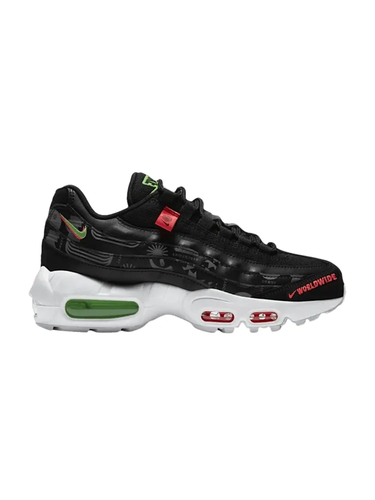 Кроссовки Nike Air Max 95 Recraft SE GS 'Worldwide - Black' — изображение 1 из 1, черный/белый/зеленый