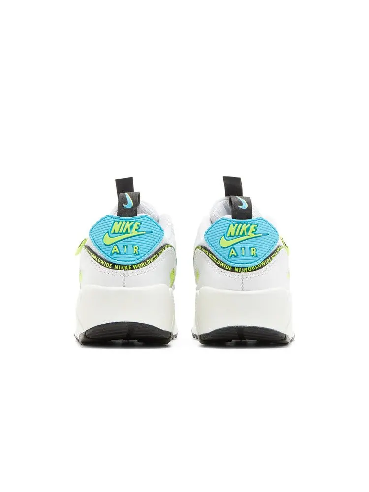 Кроссовки Nike Air Max 90 SE GS 'Worldwide Pack - Blue Fury Volt' — изображение 7 из 9, белый/черный//синий