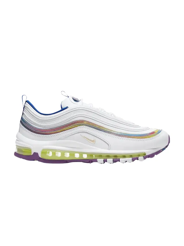 Кроссовки Nike Wmns Air Max 97 SE 'White Iridescent Stripes' — изображение 1 из 1, белый/фиолетовый/синий