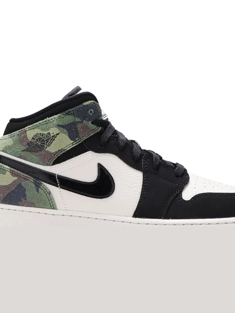 Кроссовки Air Jordan 1 Mid SE GS Camo — изображение 2 из 8, черный