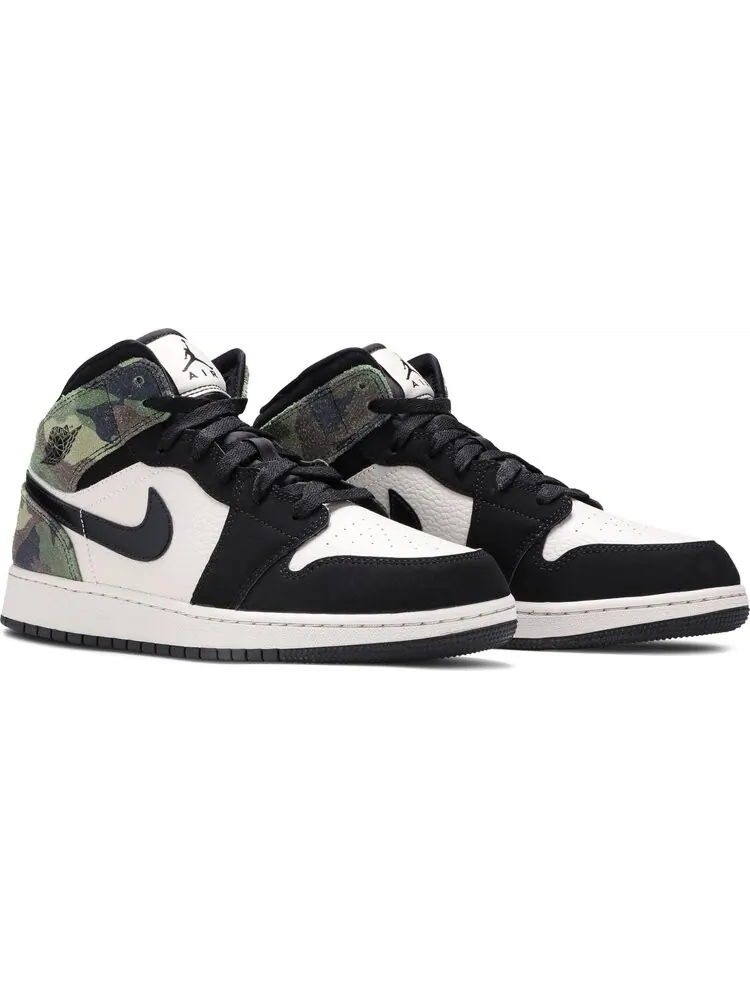 Кроссовки Air Jordan 1 Mid SE GS Camo — изображение 8 из 8, черный