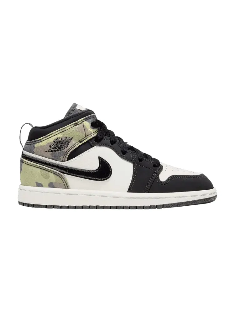 Кроссовки Air Jordan Air Jordan 1 Mid SE PS 'Camo' — изображение 1 из 1, светлый/черный