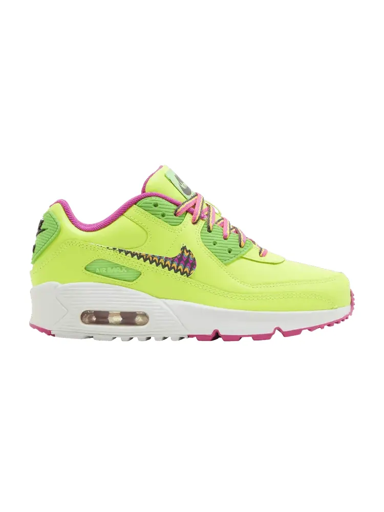 Кроссовки Nike Air Max 90 Leather GS 'Volt Fire Pink' — изображение 1 из 9, розовый/зеленый/мульти