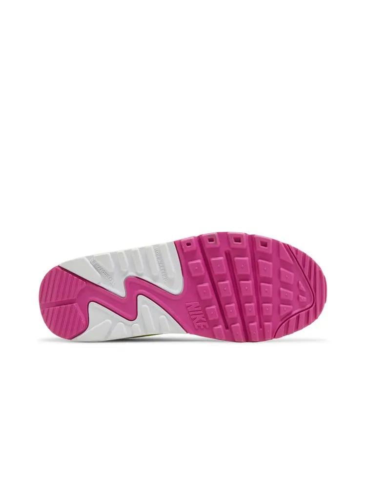 Кроссовки Nike Air Max 90 Leather GS 'Volt Fire Pink' — изображение 5 из 9, розовый/зеленый/мульти