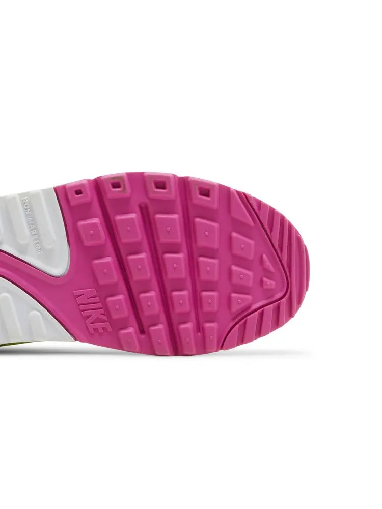 Кроссовки Nike Air Max 90 Leather GS 'Volt Fire Pink' — изображение 6 из 9, розовый/зеленый/мульти