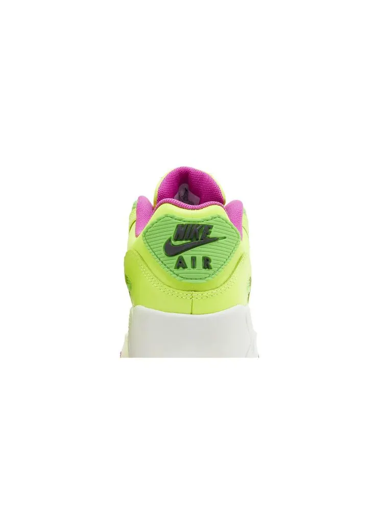 Кроссовки Nike Air Max 90 Leather GS 'Volt Fire Pink' — изображение 8 из 9, розовый/зеленый/мульти