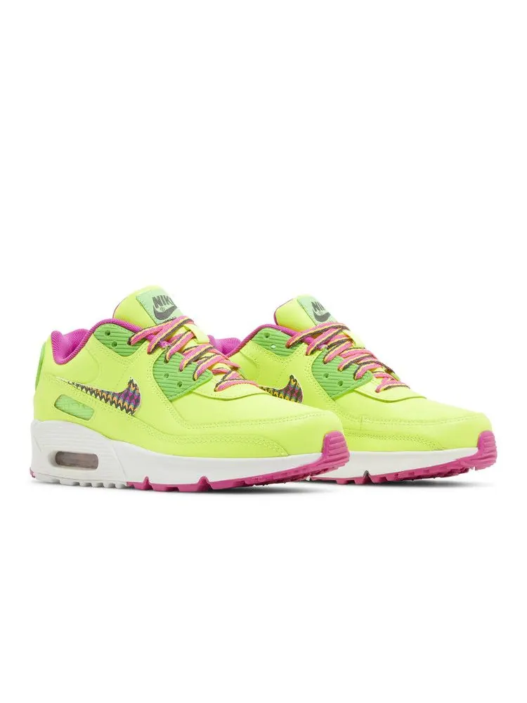 Кроссовки Nike Air Max 90 Leather GS 'Volt Fire Pink' — изображение 9 из 9, розовый/зеленый/мульти