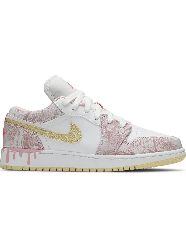 Кроссовки Air Jordan 1 Low GS Strawberry Ice Cream, детская модель — изображение 1 из 8, розовый
