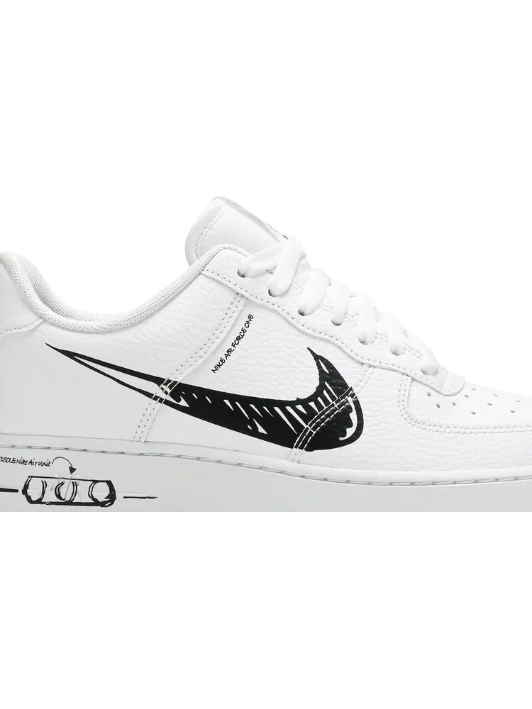 Кроссовки Nike Air Force 1 Low 'Sketch - Black' — изображение 2 из 8, белый