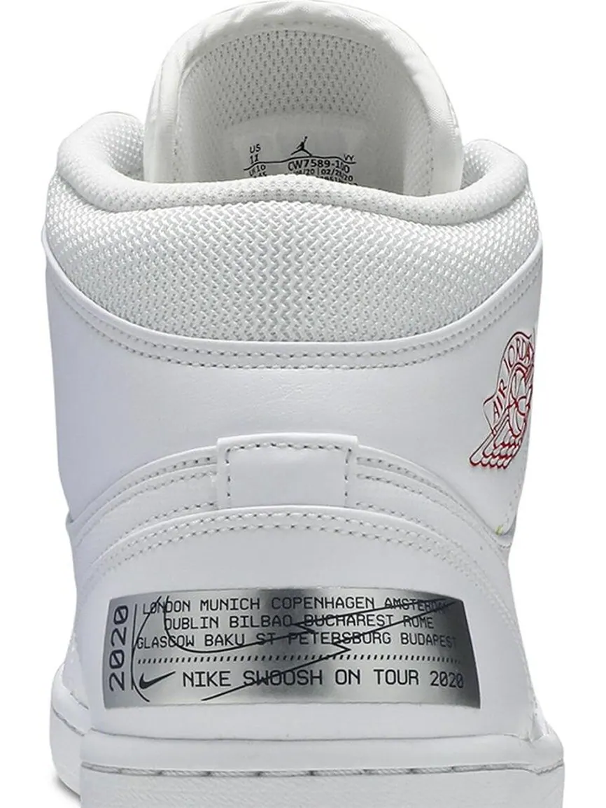 Кроссовки Air Jordan 1 Mid SE Euro Tour — изображение 7 из 8, белый