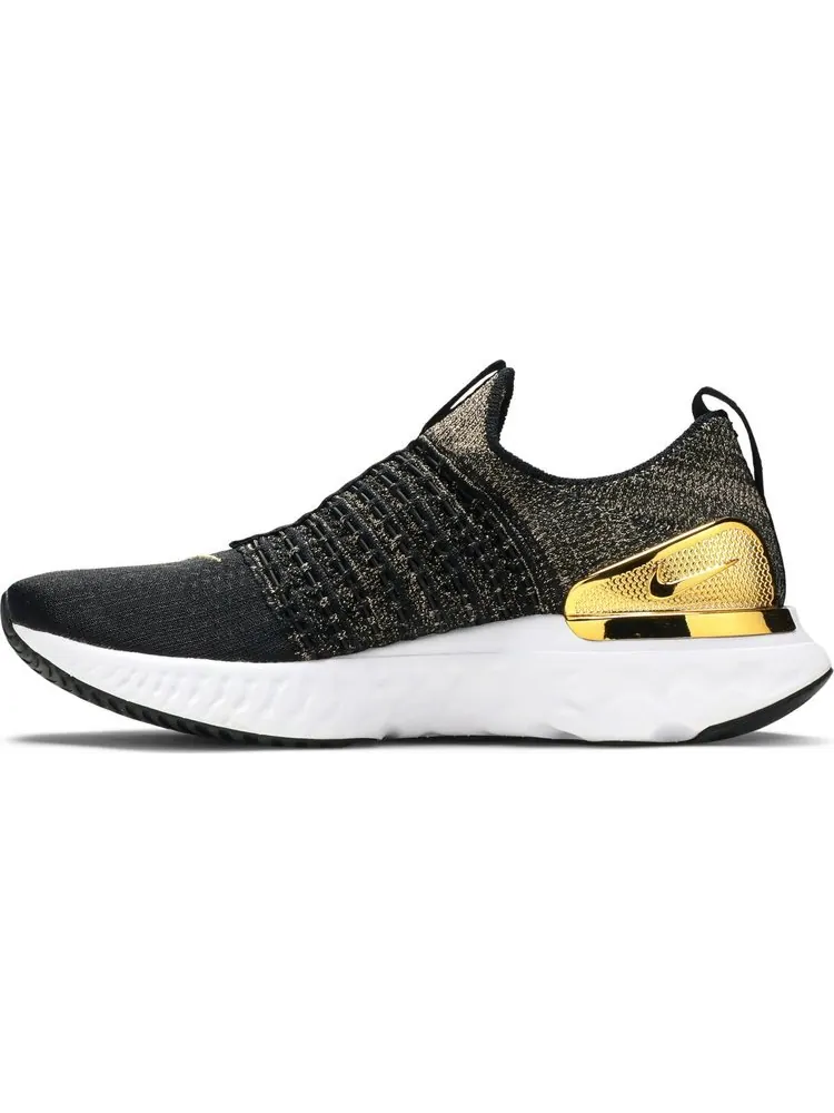 Кроссовки Nike Wmns React Phantom Run Flyknit 2 Premium 'Black Metallic Gold' — изображение 3 из 8, черный
