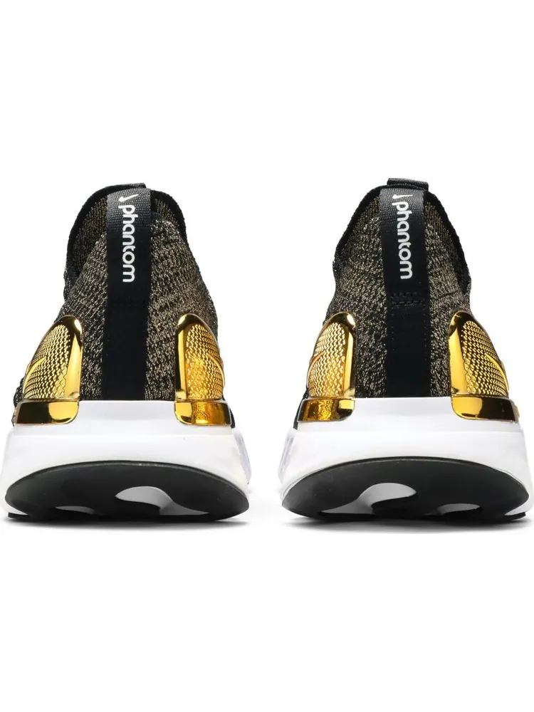 Кроссовки Nike Wmns React Phantom Run Flyknit 2 Premium 'Black Metallic Gold' — изображение 6 из 8, черный