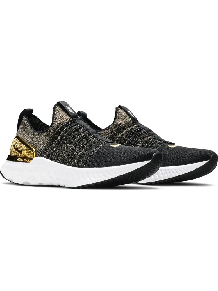 Кроссовки Nike Wmns React Phantom Run Flyknit 2 Premium 'Black Metallic Gold' — изображение 8 из 8, черный