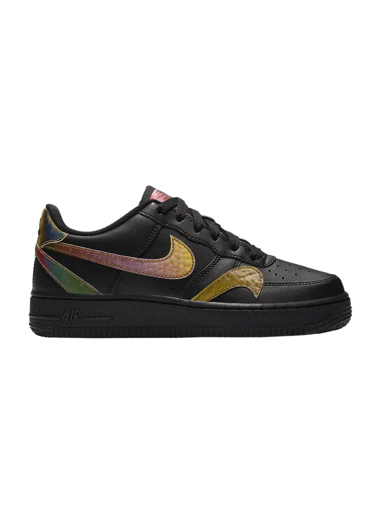 Кроссовки Nike Air Force 1 LV8 2 GS 'Misplaced Swooshes - Black Multi' — изображение 1 из 1, черный/черный/мульти