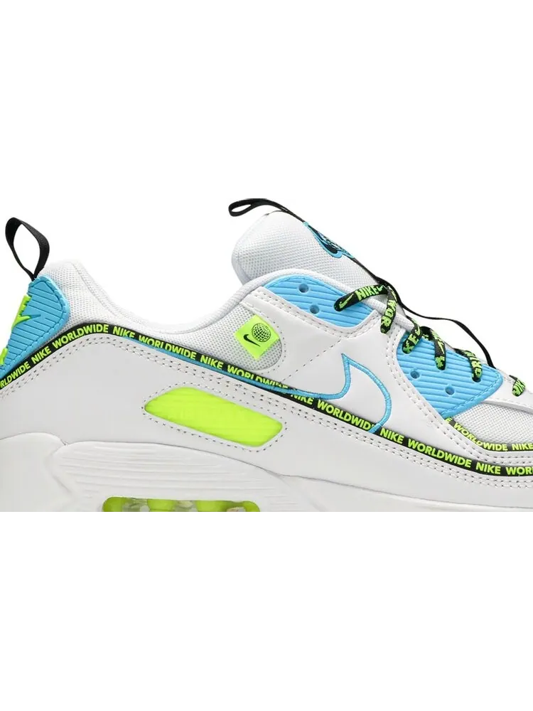Кроссовки Nike Air Max 90 SE 'Worldwide Pack - Blue Fury Volt' — изображение 2 из 8, белый