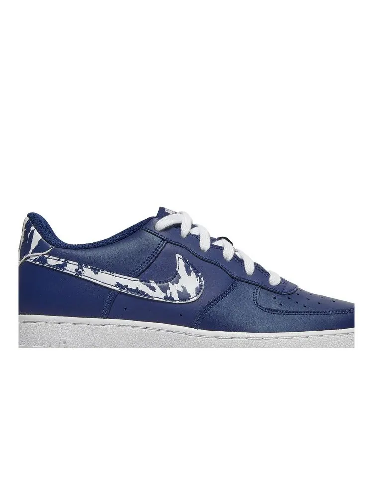 Кроссовки Nike Air Force 1 LV8 1 GS 'Splatter Swoosh - Blue Void' — изображение 3 из 9, синий/белый