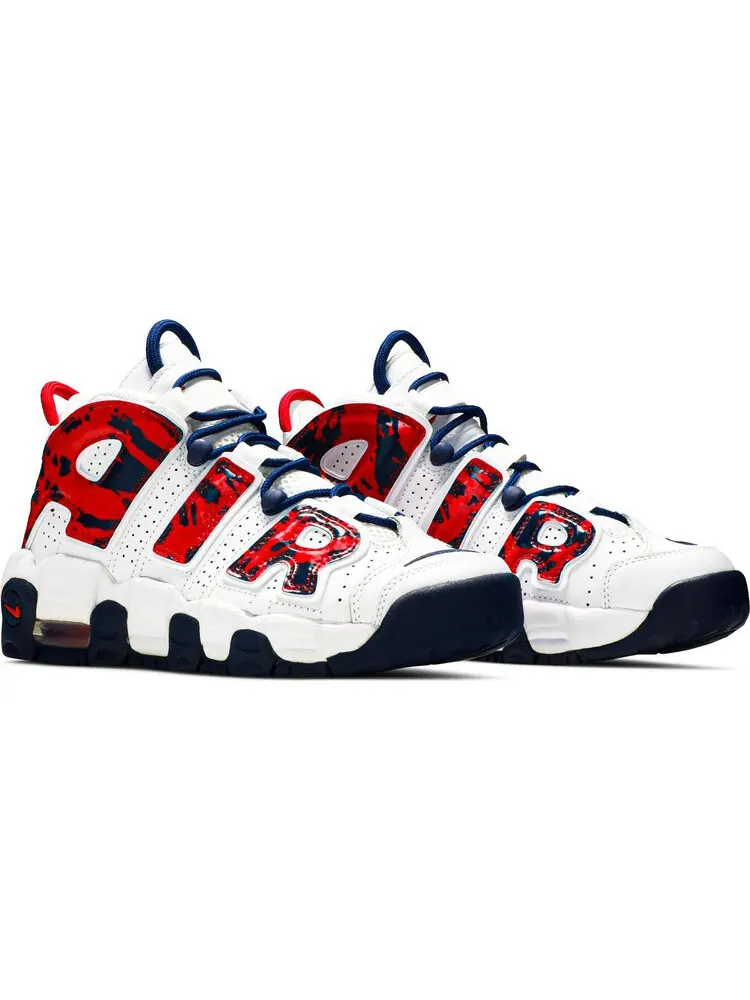 Кроссовки Nike Air More Uptempo GS 'Red Navy Camo' — изображение 2 из 5, белый