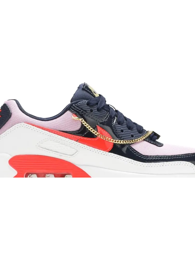 Кроссовки Nike Wmns Air Max 90 'Cuban Link - Navy Pink' — изображение 2 из 8, синий