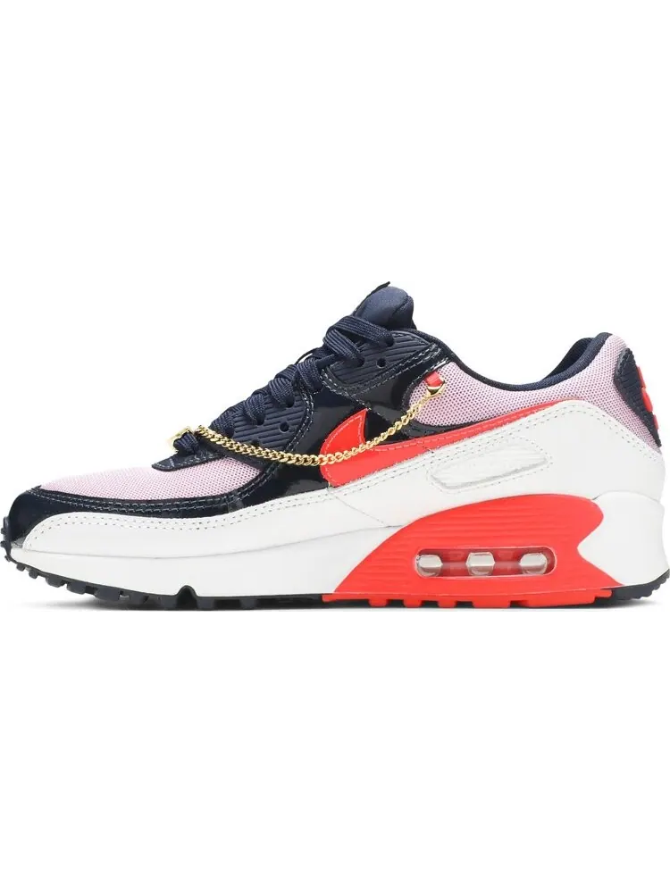 Кроссовки Nike Wmns Air Max 90 'Cuban Link - Navy Pink' — изображение 3 из 8, синий