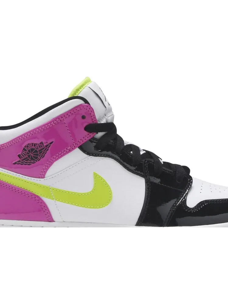 Кроссовки Air Jordan 1 Mid SE GS Cyber Active Fuchsia — изображение 2 из 8, белый