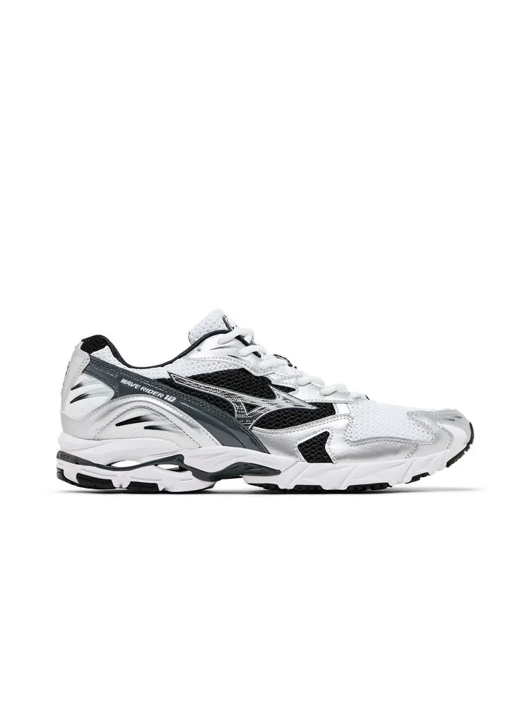 Кроссовки Mizuno Wave Rider 10 White Silver Black — изображение 1 из 6, белый серебристый черный