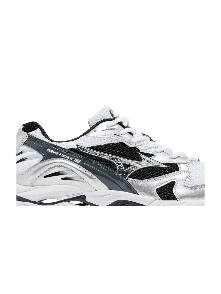 Кроссовки Mizuno Wave Rider 10 White Silver Black — изображение 2 из 6, белый серебристый черный