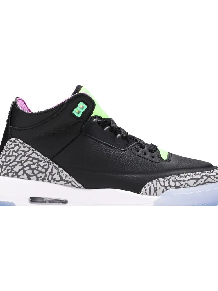 Кроссовки Air Jordan 3 Retro GS Electric Green — изображение 2 из 8, черный