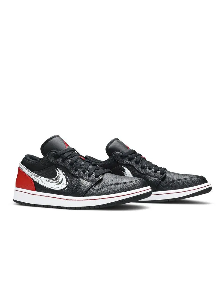Кроссовки Air Jordan Air Jordan 1 Low 'Brushstroke Swoosh - Black Red' — изображение 9 из 9, черный