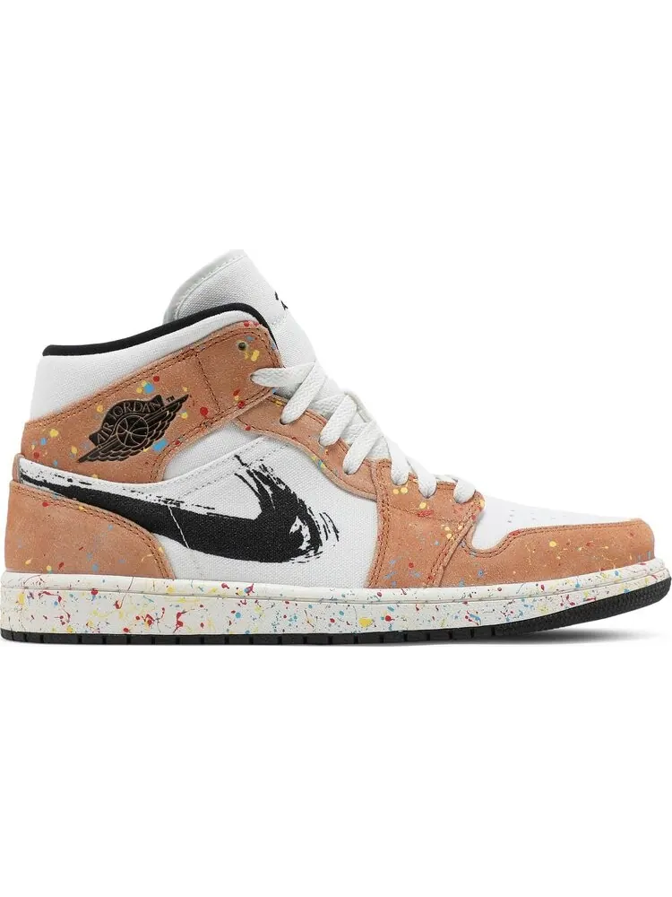 Кроссовки Air Jordan 1 Mid SE Brushstroke Paint Splatter — изображение 1 из 8, белый