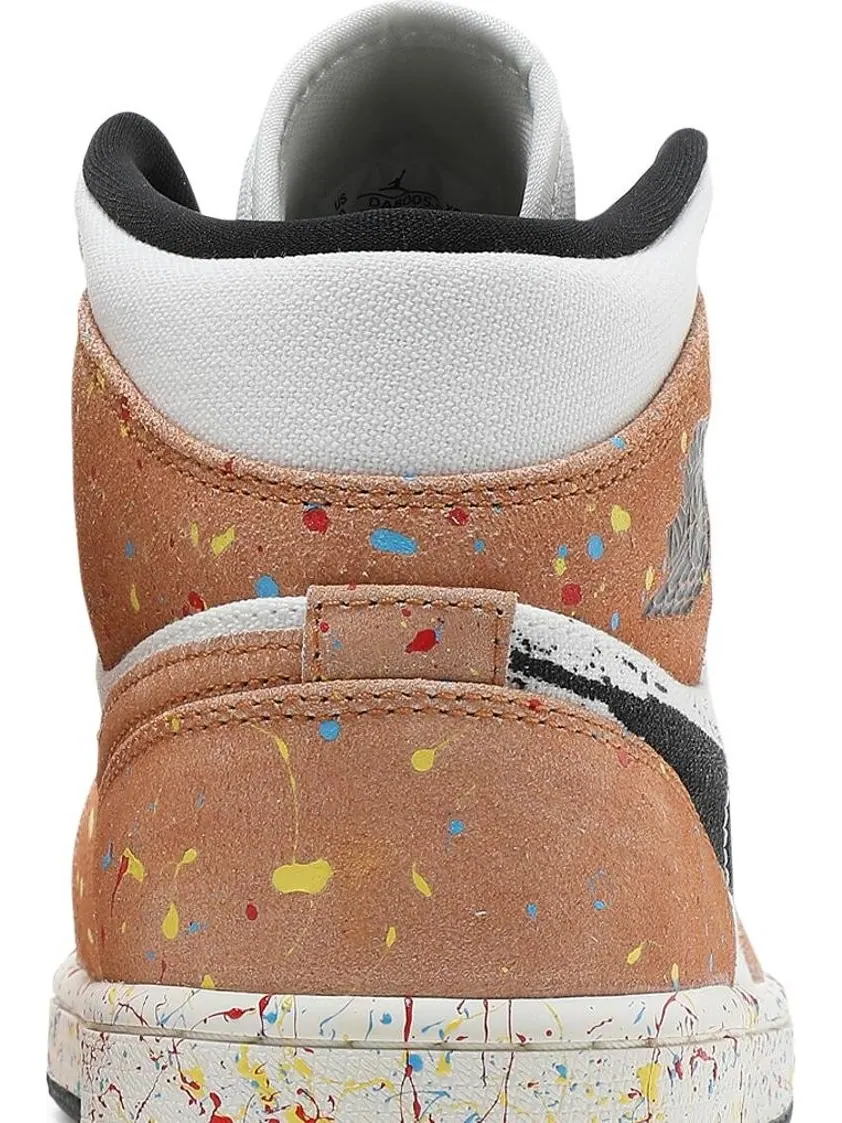 Кроссовки Air Jordan 1 Mid SE Brushstroke Paint Splatter — изображение 7 из 8, белый