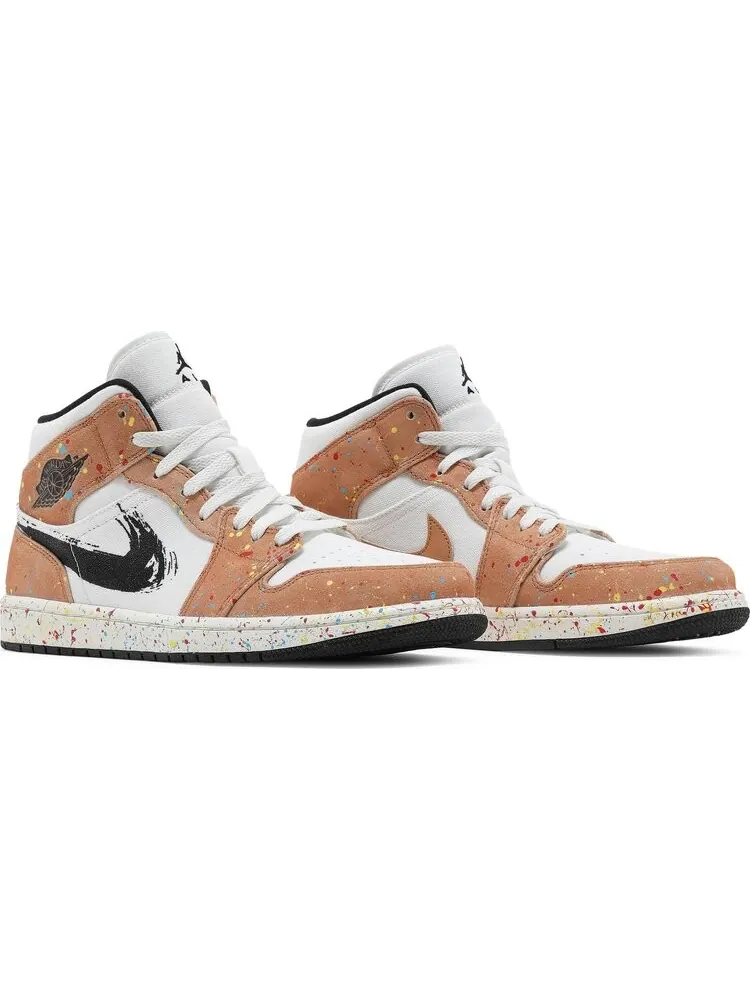 Кроссовки Air Jordan 1 Mid SE Brushstroke Paint Splatter — изображение 8 из 8, белый