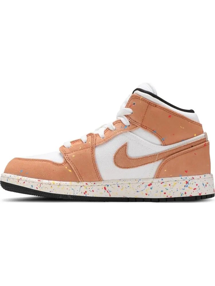 Кроссовки Air Jordan 1 Mid SE GS Brushstroke Paint Splatter — изображение 3 из 8, белый