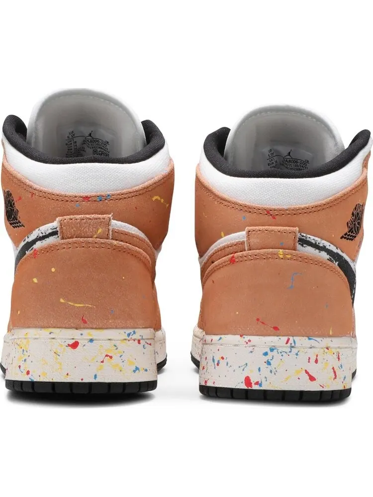 Кроссовки Air Jordan 1 Mid SE GS Brushstroke Paint Splatter — изображение 6 из 8, белый