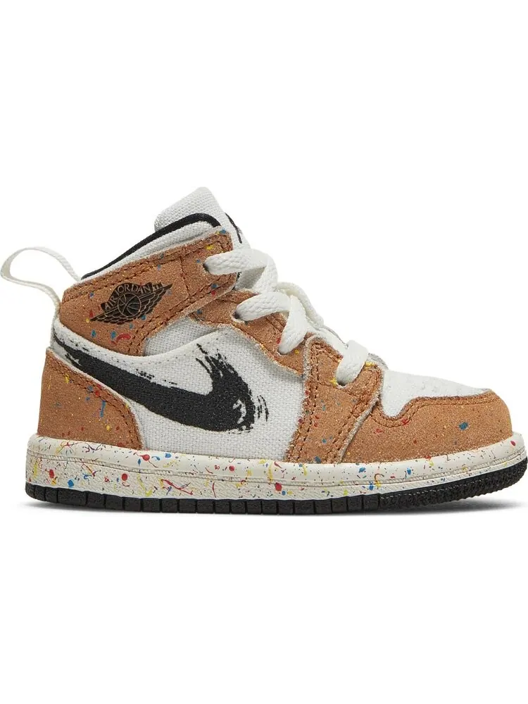 Кроссовки Air Jordan 1 Mid SE TD Brushstroke Paint Splatter — изображение 1 из 8, белый
