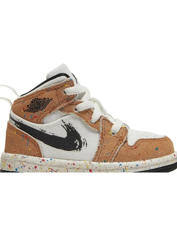 Кроссовки Air Jordan 1 Mid SE TD Brushstroke Paint Splatter — изображение 2 из 8, белый