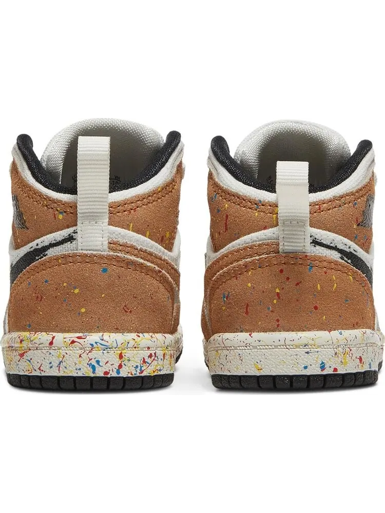 Кроссовки Air Jordan 1 Mid SE TD Brushstroke Paint Splatter — изображение 6 из 8, белый