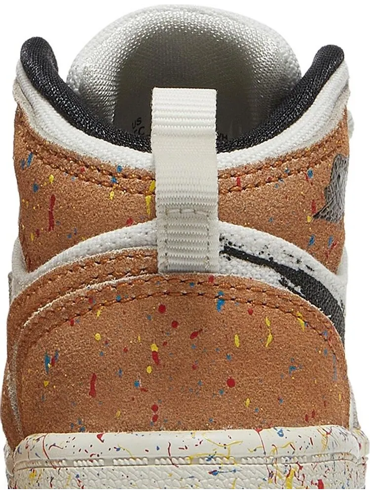 Кроссовки Air Jordan 1 Mid SE TD Brushstroke Paint Splatter — изображение 7 из 8, белый