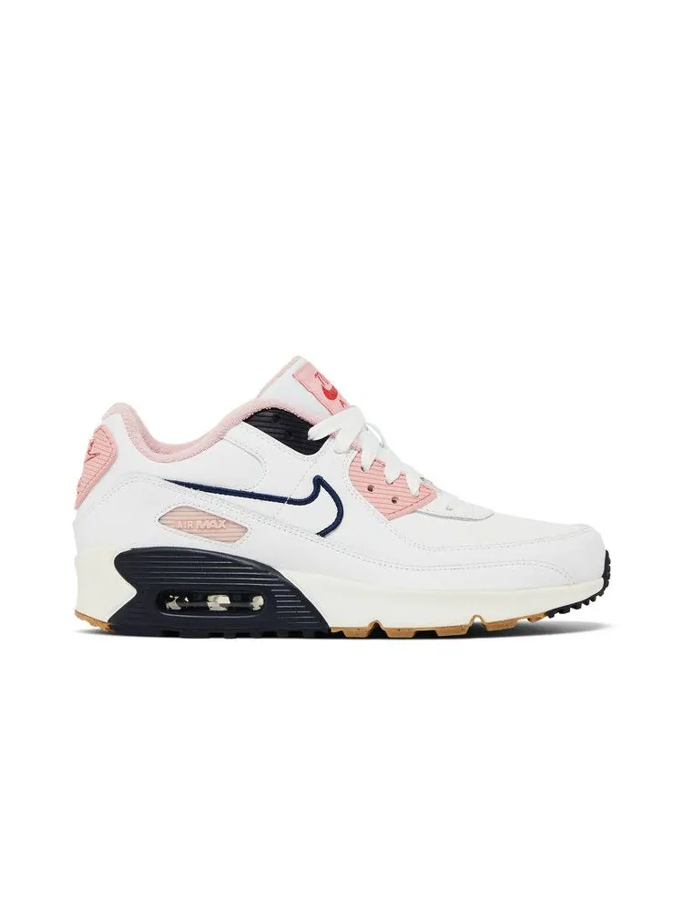 Кроссовки Nike Air Max 90 Leather SE GS 'White Pink Glaze' — изображение 2 из 9, белый/белый/розовый
