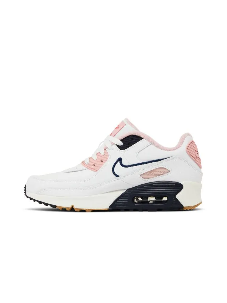 Кроссовки Nike Air Max 90 Leather SE GS 'White Pink Glaze' — изображение 4 из 9, белый/белый/розовый