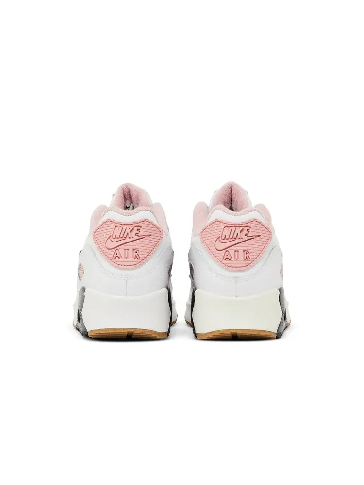 Кроссовки Nike Air Max 90 Leather SE GS 'White Pink Glaze' — изображение 7 из 9, белый/белый/розовый